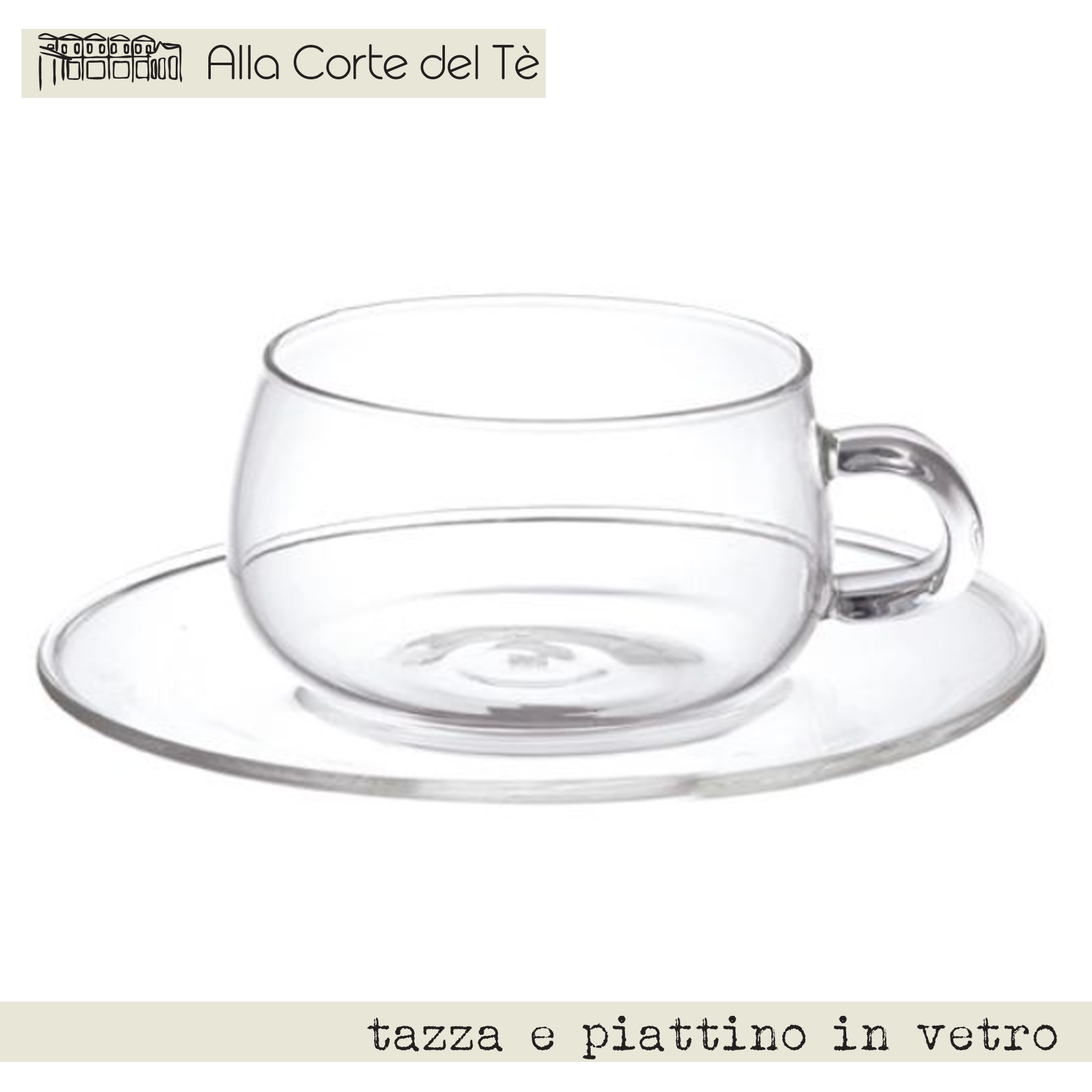 Tazza caffe' vetro con piattino - RENT4FOOD